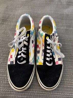 Vans Checkerboard Low-Top Sneakers in Black, White, Yellow, Pink, Teal, Purple
